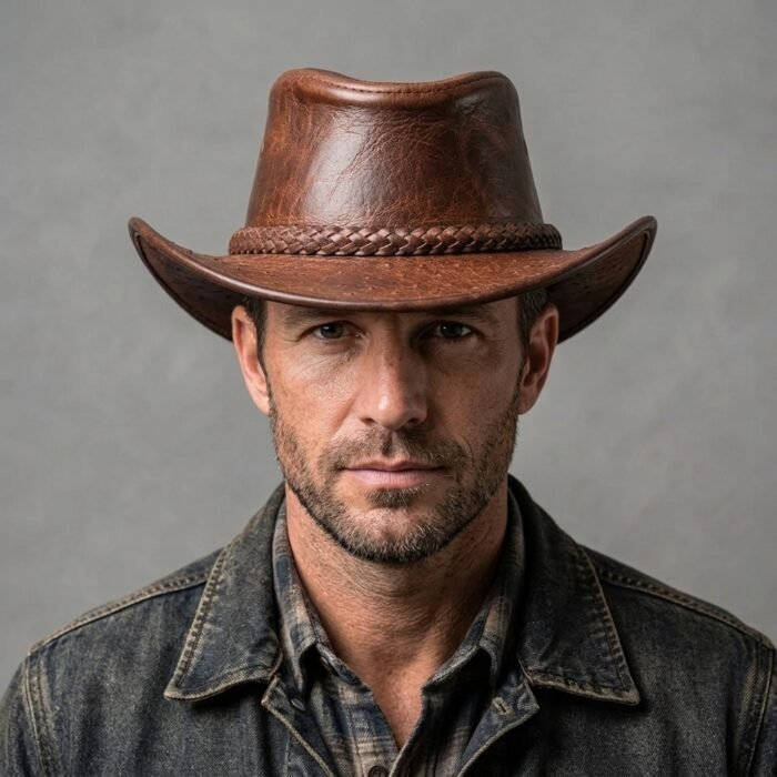 Men's Brown Leather Hat