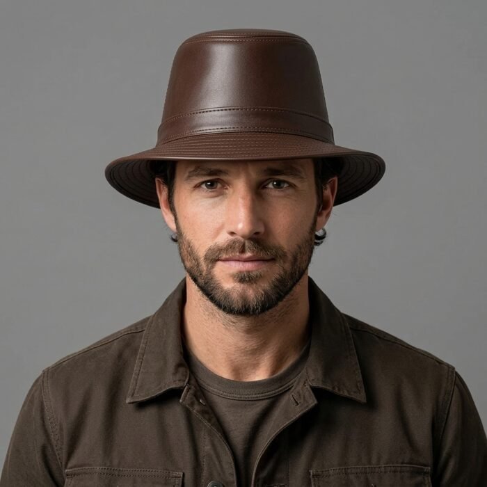 Men's Brown Leather Hat