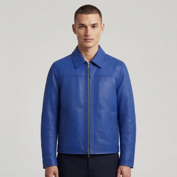 Men's Blue leather Jacket