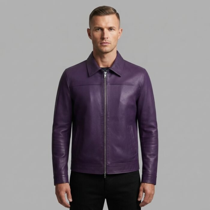 Men's Purple leather Jacket