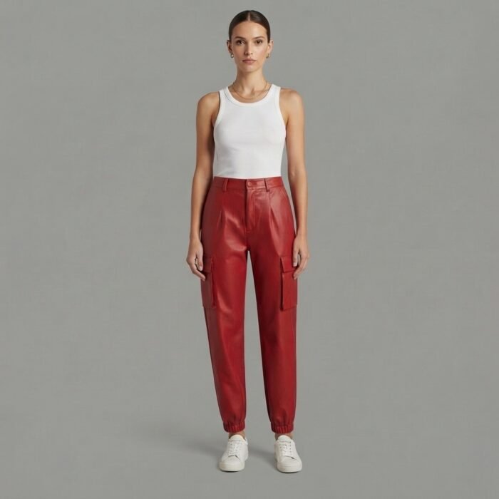 Women's Red Leather Pant