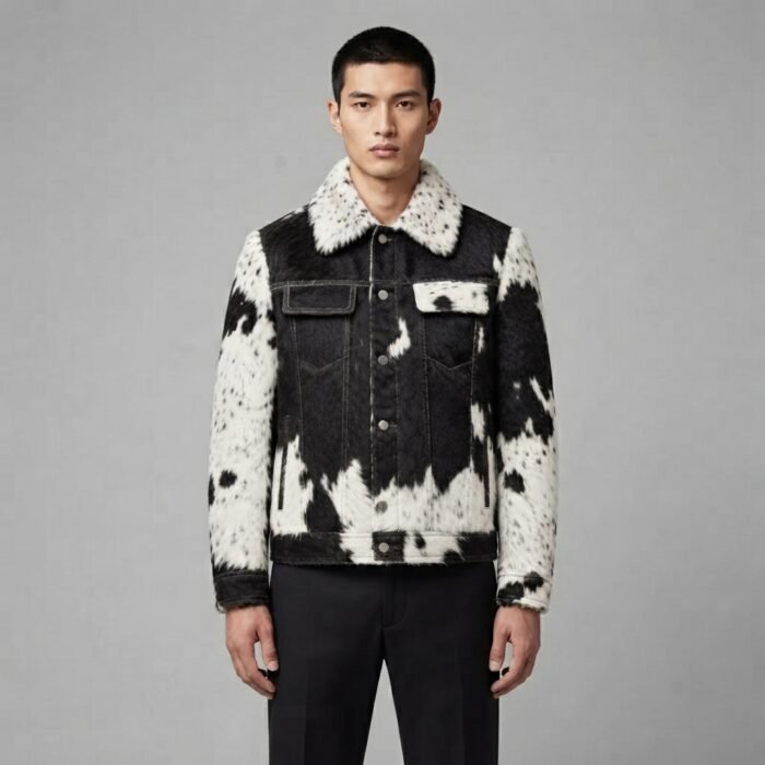 Men's Black & White Scully leather Jacket